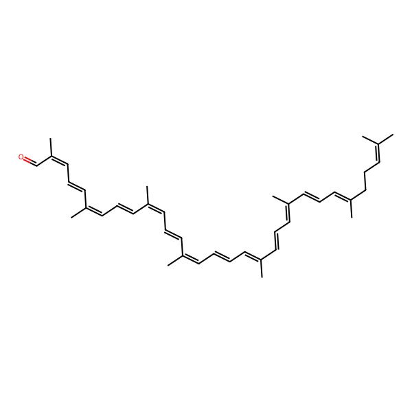 2D Structure of (2E,4Z,6E,8E,10Z,12Z,14E,16E,18E,20Z,22Z,24E,26E)-2,6,10,14,19,23,27,31-octamethyldotriaconta-2,4,6,8,10,12,14,16,18,20,22,24,26,30-tetradecaenal