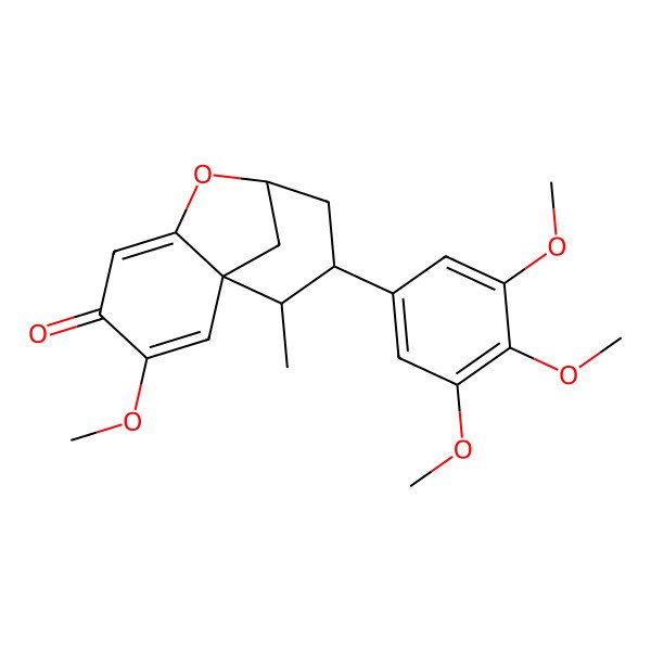 2D Structure of (1S,8R,10S,11R)-3-methoxy-11-methyl-10-(3,4,5-trimethoxyphenyl)-7-oxatricyclo[6.3.1.01,6]dodeca-2,5-dien-4-one