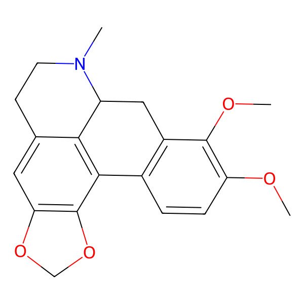 2D Structure of (7aS)-6,7,7aalpha,8-Tetrahydro-7-methyl-9,10-dimethoxy-5H-benzo[g]-1,3-benzodioxolo[6,5,4-de]quinoline