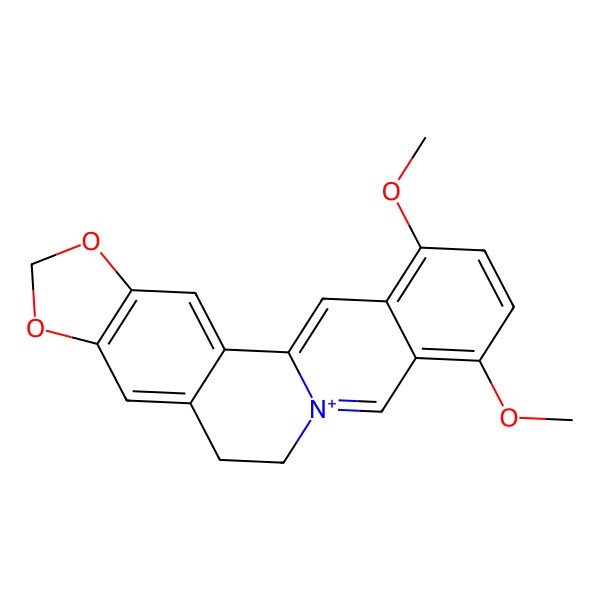 2D Structure of 16,19-Dimethoxy-5,7-dioxa-13-azoniapentacyclo[11.8.0.02,10.04,8.015,20]henicosa-1(21),2,4(8),9,13,15,17,19-octaene