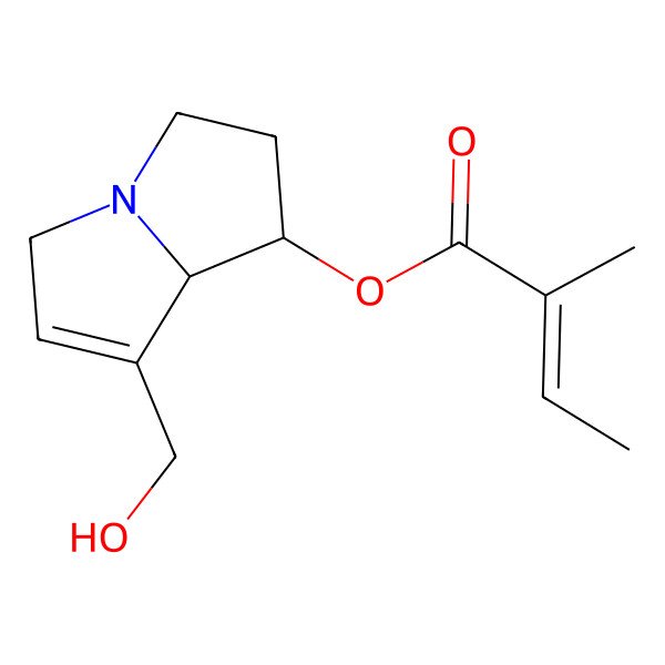 2D Structure of 2-Butenoic acid, 2-methyl-, 2,3,5,7a-tetrahydro-7-(hydroxymethyl)-1H-pyrrolizin-1-yl ester, [1S-[1alpha(Z),7aalpha]]-