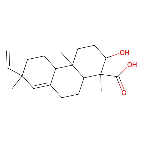 2D Structure of (1S,2S,4aR,7R)-7-ethenyl-2-hydroxy-1,4a,7-trimethyl-3,4,4b,5,6,9,10,10a-octahydro-2H-phenanthrene-1-carboxylic acid