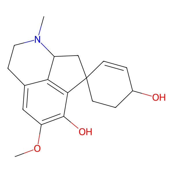 2D Structure of (1'S,2S,4R)-10-methoxy-5-methylspiro[5-azatricyclo[6.3.1.04,12]dodeca-1(12),8,10-triene-2,4'-cyclohex-2-ene]-1',11-diol