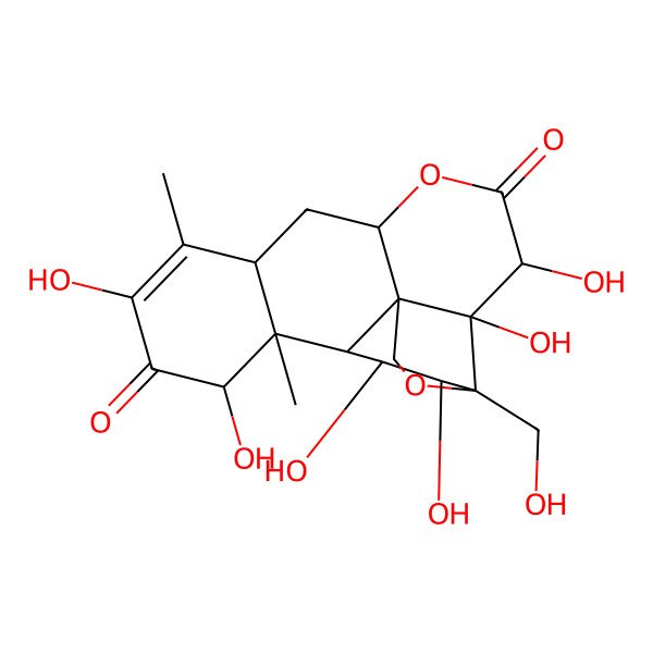 2D Structure of (1R,2R,3R,6R,8R,12S,13S,14R,15R,16S,17R)-2,3,10,12,15,16-hexahydroxy-17-(hydroxymethyl)-9,13-dimethyl-5,18-dioxapentacyclo[12.5.0.01,6.02,17.08,13]nonadec-9-ene-4,11-dione