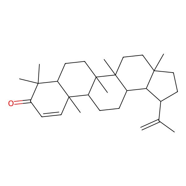 2D Structure of (1R,3aR,5aR,5bR,7aR,11aR,11bR,13aS,13bR)-3a,5a,5b,8,8,11a-hexamethyl-1-prop-1-en-2-yl-2,3,4,5,6,7,7a,11b,12,13,13a,13b-dodecahydro-1H-cyclopenta[a]chrysen-9-one