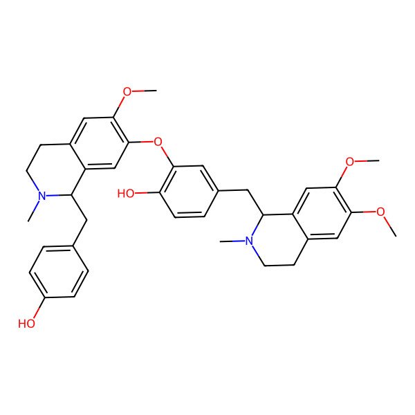 2D Structure of 4-[(6,7-Dimethoxy-2-methyl-1,2,3,4-tetrahydroisoquinolin-1-yl)methyl]-2-({1-[(4-hydroxyphenyl)methyl]-6-methoxy-2-methyl-1,2,3,4-tetrahydroisoquinolin-7-yl}oxy)phenol