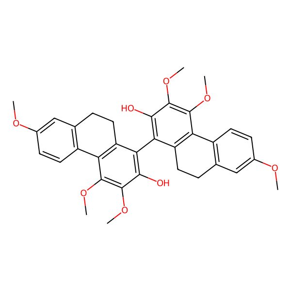 2D Structure of 1-(2-Hydroxy-3,4,7-trimethoxy-9,10-dihydrophenanthren-1-yl)-3,4,7-trimethoxy-9,10-dihydrophenanthren-2-ol