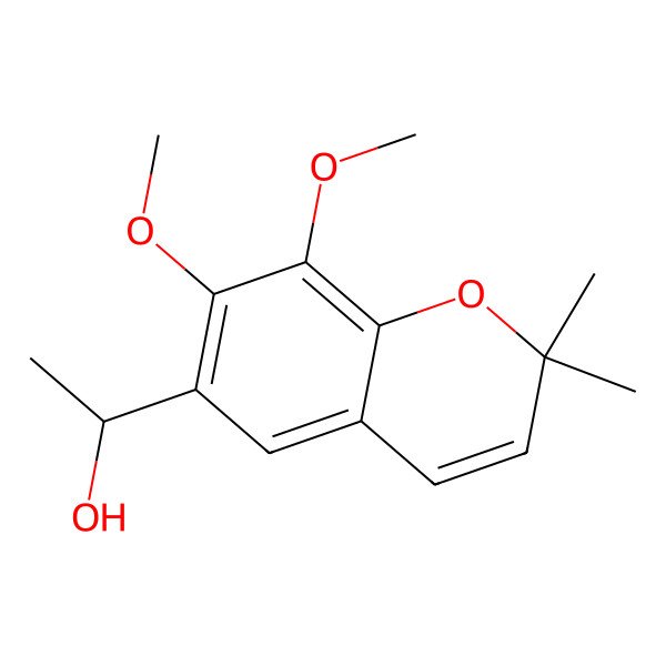 2D Structure of 2,2-Dimethyl-6-[(R)-1-hydroxyethyl]-7,8-dimethoxy-2H-1-benzopyran