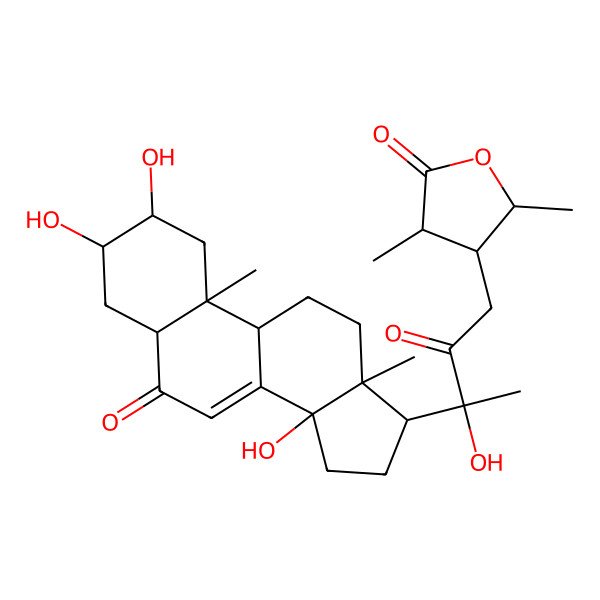 2D Structure of (3S,4S,5R)-4-[(3R)-3-hydroxy-2-oxo-3-[(2S,3R,5R,9R,10R,13R,14S,17S)-2,3,14-trihydroxy-10,13-dimethyl-6-oxo-2,3,4,5,9,11,12,15,16,17-decahydro-1H-cyclopenta[a]phenanthren-17-yl]butyl]-3,5-dimethyloxolan-2-one