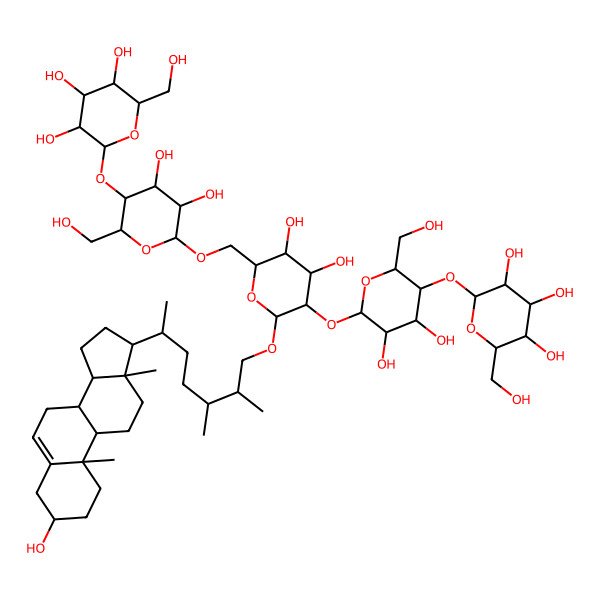 2D Structure of (2S,3R,4S,5S,6R)-2-[(2R,3S,4R,5R,6R)-6-[[(2R,3S,4S,5R,6R)-5-[(2S,3R,4R,5S,6R)-3,4-dihydroxy-6-(hydroxymethyl)-5-[(2S,3R,4S,5S,6R)-3,4,5-trihydroxy-6-(hydroxymethyl)oxan-2-yl]oxyoxan-2-yl]oxy-3,4-dihydroxy-6-[(2S,3R,6R)-6-[(3S,8S,9S,10R,13R,14S,17R)-3-hydroxy-10,13-dimethyl-2,3,4,7,8,9,11,12,14,15,16,17-dodecahydro-1H-cyclopenta[a]phenanthren-17-yl]-2,3-dimethylheptoxy]oxan-2-yl]methoxy]-4,5-dihydroxy-2-(hydroxymethyl)oxan-3-yl]oxy-6-(hydroxymethyl)oxane-3,4,5-triol