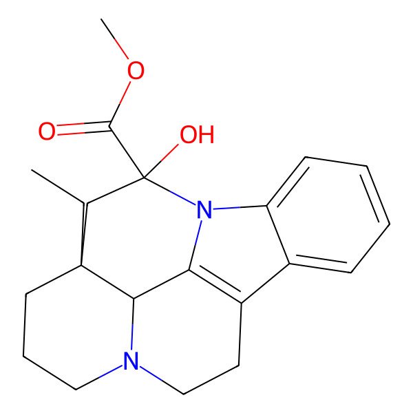 2D Structure of methyl (17S,19S)-15-ethyl-17-hydroxy-1,11-diazapentacyclo[9.6.2.02,7.08,18.015,19]nonadeca-2,4,6,8(18)-tetraene-17-carboxylate