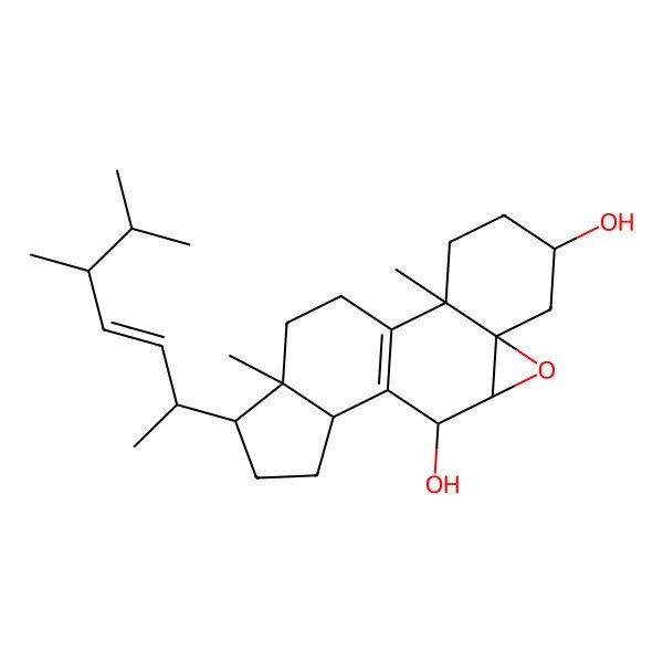 2D Structure of (22E,24R)-ergosta-5alpha,6alpha-epoxide-8,22-diene-3beta,7alpha-diol