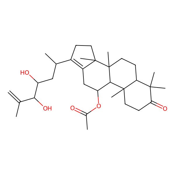 2D Structure of [(8S,9S,10S,11S,14R)-17-[(2R,4S,5S)-4,5-dihydroxy-6-methylhept-6-en-2-yl]-4,4,8,10,14-pentamethyl-3-oxo-1,2,5,6,7,9,11,12,15,16-decahydrocyclopenta[a]phenanthren-11-yl] acetate