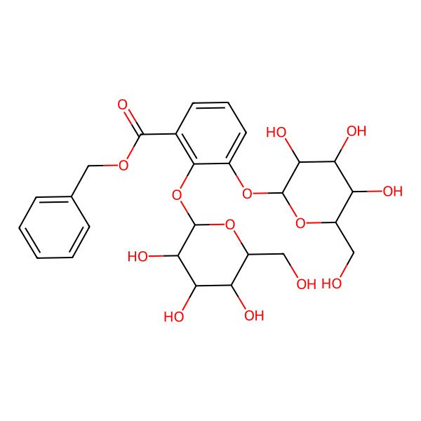 2D Structure of 2,3-Bis(beta-D-glucopyranosyloxy)benzoic acid benzyl ester