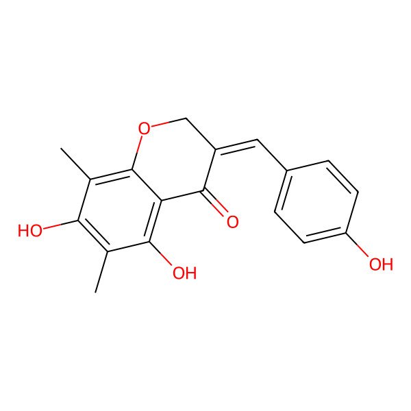 2D Structure of 2,3-Dihydro-3-(4-hydroxybenzylidene)-5,7-dihydroxy-6,8-dimethyl-4H-1-benzopyran-4-one