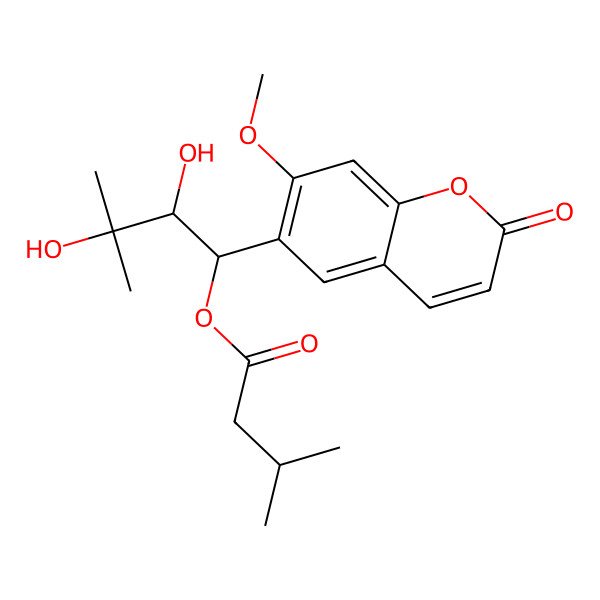 2D Structure of [2,3-Dihydroxy-1-(7-methoxy-2-oxochromen-6-yl)-3-methylbutyl] 3-methylbutanoate