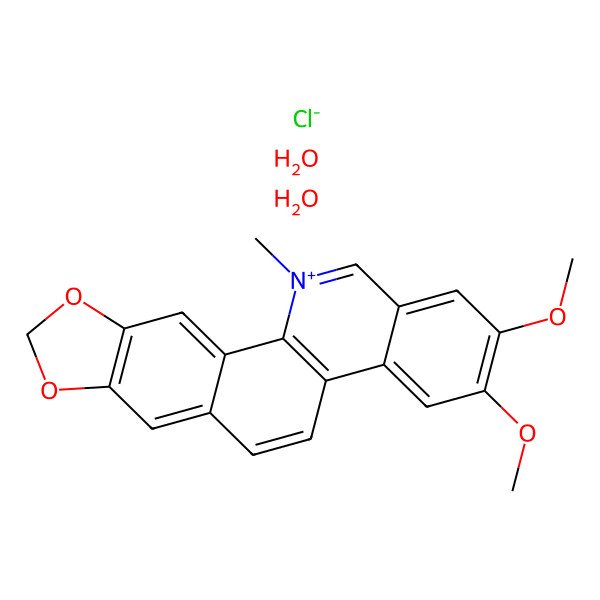 2D Structure of 2,3-Dimethoxy-12-methyl-[1,3]benzodioxolo[5,6-c]phenanthridin-12-ium;chloride;dihydrate