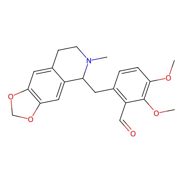 2D Structure of 2,3-dimethoxy-6-[(6-methyl-7,8-dihydro-5H-[1,3]dioxolo[4,5-g]isoquinolin-5-yl)methyl]benzaldehyde