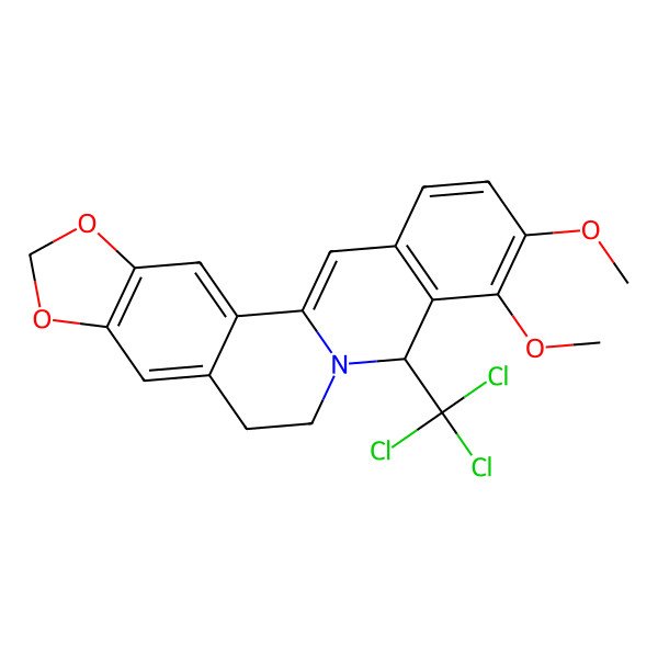 2D Structure of (14S)-16,17-dimethoxy-14-(trichloromethyl)-5,7-dioxa-13-azapentacyclo[11.8.0.02,10.04,8.015,20]henicosa-1(21),2,4(8),9,15(20),16,18-heptaene