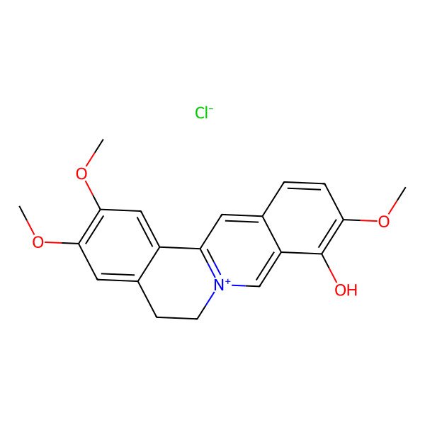 2D Structure of 2,3,10-Trimethoxy-5,6-dihydroisoquinolino[2,1-b]isoquinolin-7-ium-9-ol;chloride