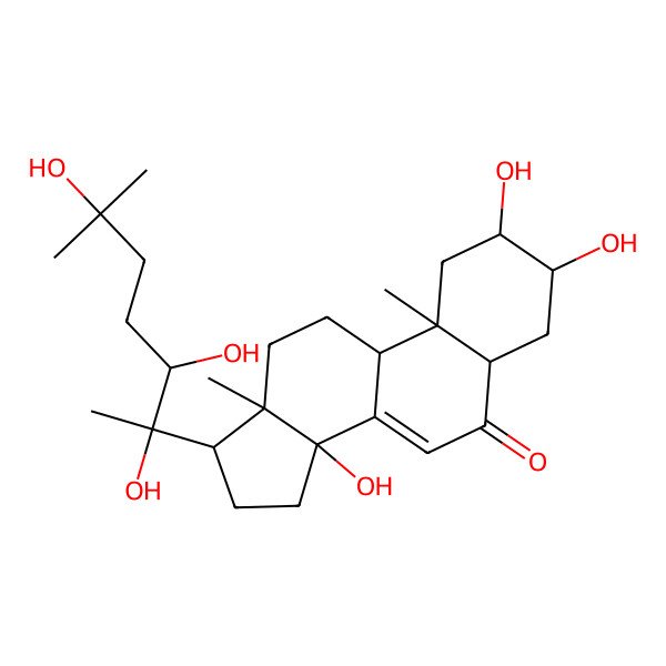 2D Structure of 2,3,14-trihydroxy-10,13-dimethyl-17-(2,3,6-trihydroxy-6-methylheptan-2-yl)-2,3,4,5,9,11,12,15,16,17-decahydro-1H-cyclopenta[a]phenanthren-6-one