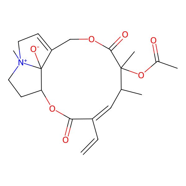 2D Structure of (1R,4Z,6S,7S)-7-acetyloxy-4-ethenyl-6,7,14-trimethyl-3,8-dioxo-2,9-dioxa-14-azoniatricyclo[9.5.1.014,17]heptadeca-4,11-dien-17-olate