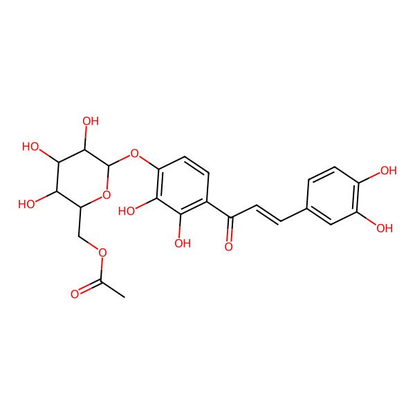 2D Structure of 2',3,3',4-Tetrahydroxy-4'-(6-O-acetyl-beta-D-glucopyranosyloxy)-trans-chalcone