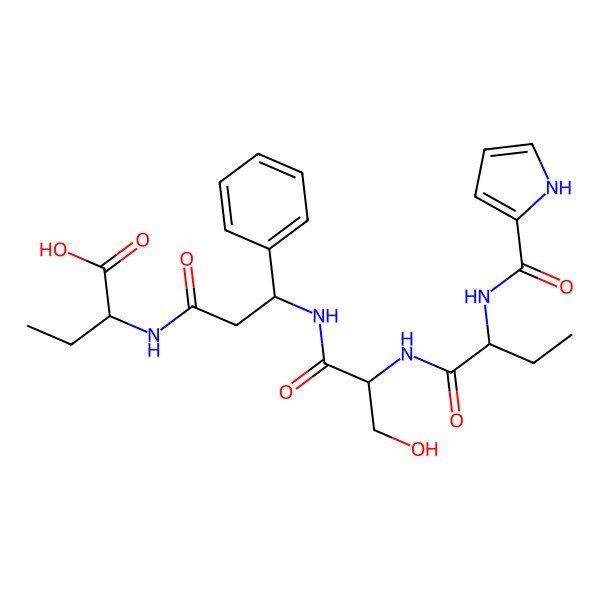 2D Structure of 2,3,4,5-Tetradehydroprolyl-2-aminobutanoyl-seryl-3-phenyl-beta-alanyl-2-aminobutanoic acid