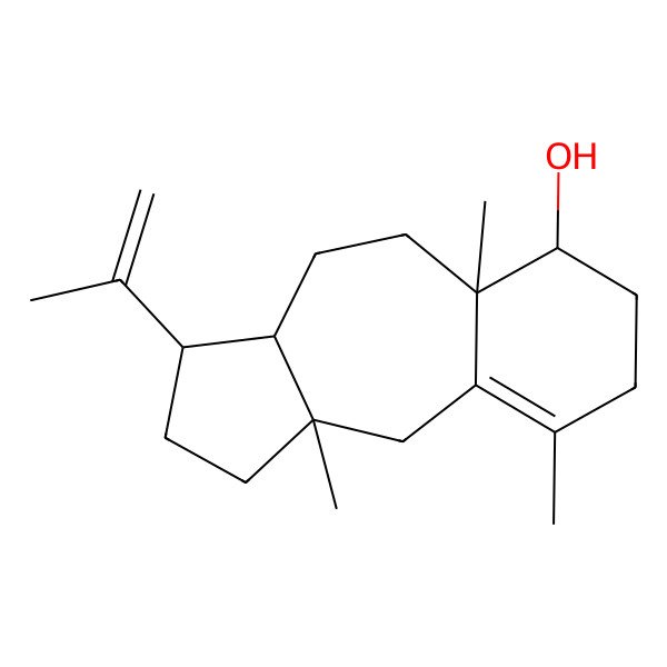 2D Structure of (3S,3aS,5aS,6S,10aR)-5a,9,10a-trimethyl-3-prop-1-en-2-yl-1,2,3,3a,4,5,6,7,8,10-decahydrobenzo[f]azulen-6-ol