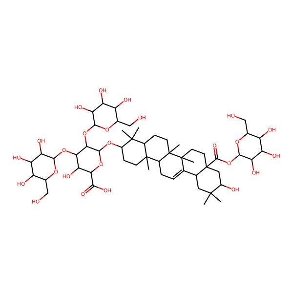 2D Structure of I(2)-D-Glucopyranosiduronic acid, (3I(2),21I(2))-28-(I(2)-D-glucopyranosyloxy)-21-hydroxy-28-oxoolean-12-en-3-yl O-I(2)-D-galactopyranosyl-(1a3)-O-[I(2)-D-glucopyranosyl-(1a2)]-