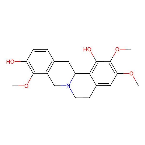 2D Structure of 2,3,9-trimethoxy-6,8,13,13a-tetrahydro-5H-isoquinolino[2,1-b]isoquinoline-1,10-diol