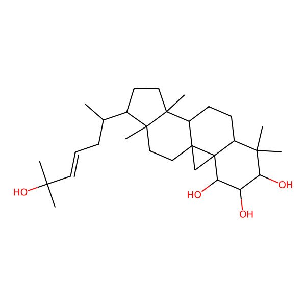 2D Structure of (1S,3S,4R,5S,6R,8S,11S,12S,15R,16R)-15-[(E,2R)-6-hydroxy-6-methylhept-4-en-2-yl]-7,7,12,16-tetramethylpentacyclo[9.7.0.01,3.03,8.012,16]octadecane-4,5,6-triol