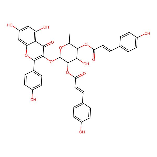2D Structure of 2'',4''-Di-O-(E-p-Coumaroyl)afzelin 2D Structure of 2'',4''-Di-O-(E-p-Coumaroyl)afzelin