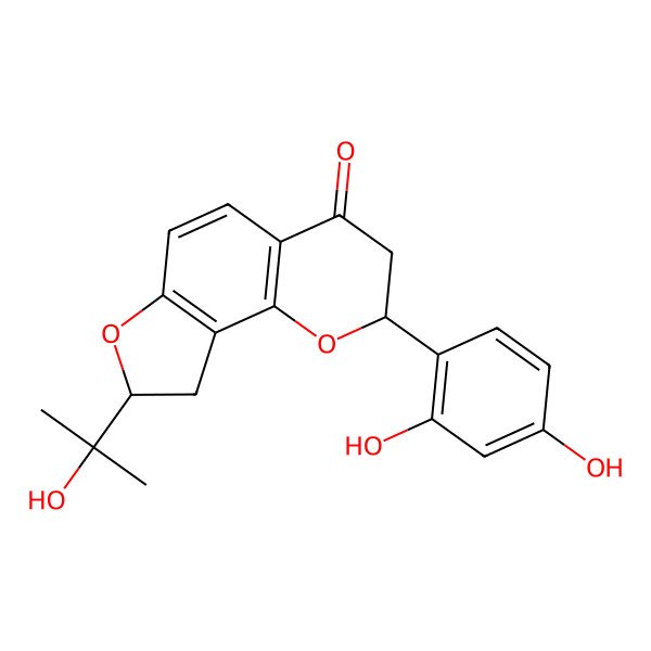 2D Structure of 2',4'-Dihydroxy-2''-(1-hydroxy-1-methylethyl)dihydrofuro(2,3-h)flavanone