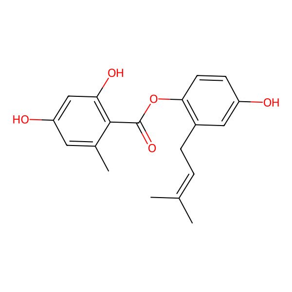 2D Structure of [4-Hydroxy-2-(3-methylbut-2-enyl)phenyl] 2,4-dihydroxy-6-methylbenzoate