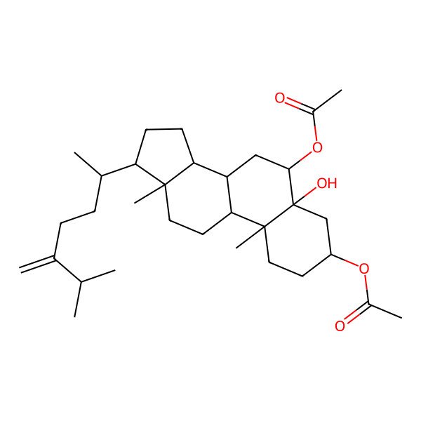2D Structure of 24-Methylene-5alpha-cholestane-3beta,5,6beta-triol 3,6-diacetate