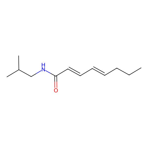 2D Structure of 2,4-Octadienamide, N-(2-methylpropyl)-, (E,E)-