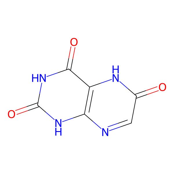 2D Structure of 2,4,6(3H)-Pteridinetrione, 1,5-dihydro-