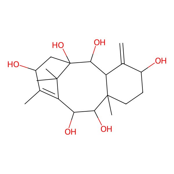 2D Structure of (1S,2S,3R,5S,8R,9R,10R,13S)-8,12,15,15-tetramethyl-4-methylidenetricyclo[9.3.1.03,8]pentadec-11-ene-1,2,5,9,10,13-hexol