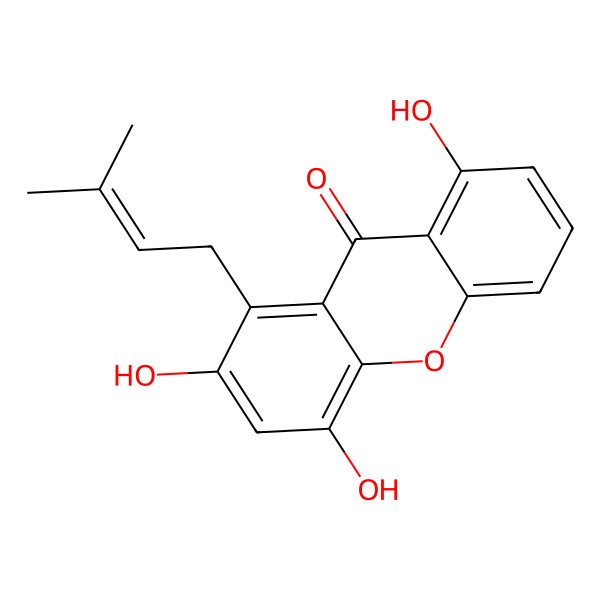 2D Structure of 2,4,8-Trihydroxy-1-(3-methylbut-2-enyl)xanthen-9-one