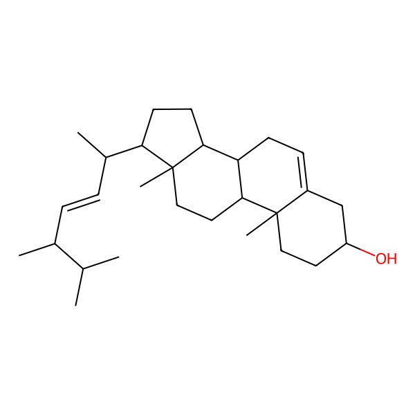 2D Structure of (3S,10R,13R)-17-[(E,2R,5R)-5,6-dimethylhept-3-en-2-yl]-10,13-dimethyl-2,3,4,7,8,9,11,12,14,15,16,17-dodecahydro-1H-cyclopenta[a]phenanthren-3-ol