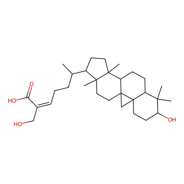 2D Structure of (24E)-3alpha,27-Dihydroxycycloarta-24-ene-26-oic acid