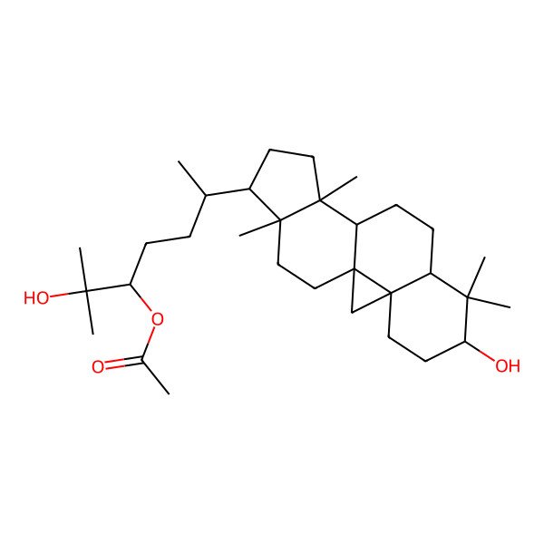2D Structure of [(3R,6R)-2-hydroxy-6-[(1S,3R,6S,8R,11S,12S,15R,16R)-6-hydroxy-7,7,12,16-tetramethyl-15-pentacyclo[9.7.0.01,3.03,8.012,16]octadecanyl]-2-methylheptan-3-yl] acetate