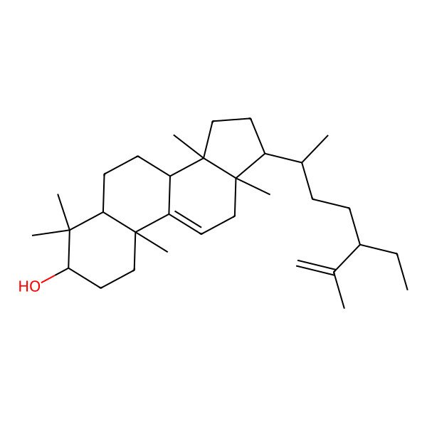 2D Structure of (24S)-24-Ethyl-5alpha-lanosta-9(11),25-dien-3beta-ol 2D Structure of (24S)-24-Ethyl-5alpha-lanosta-9(11),25-dien-3beta-ol