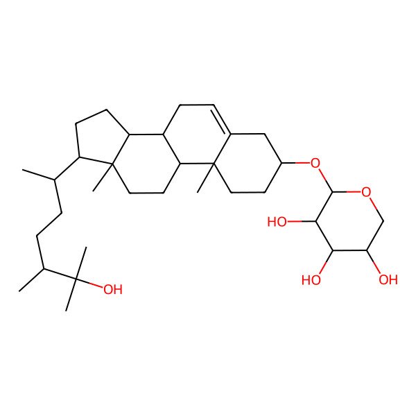 2D Structure of (2S,3S,4R,5R)-2-[[(3S,8S,9S,10R,13R,14S,17R)-17-[(2R,5S)-6-hydroxy-5,6-dimethylheptan-2-yl]-10,13-dimethyl-2,3,4,7,8,9,11,12,14,15,16,17-dodecahydro-1H-cyclopenta[a]phenanthren-3-yl]oxy]oxane-3,4,5-triol