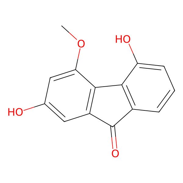 2D Structure of 2,5-Dihydroxy-4-methoxy-9H-fluoren-9-one 2D Structure of 2,5-Dihydroxy-4-methoxy-9H-fluoren-9-one