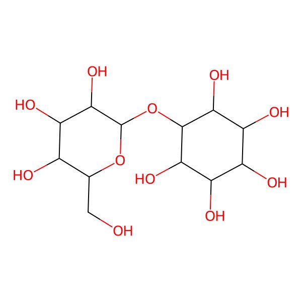2D Structure of (1R,2R,4R,5S)-6-[(2R,3R,4S,5R,6R)-3,4,5-trihydroxy-6-(hydroxymethyl)oxan-2-yl]oxycyclohexane-1,2,3,4,5-pentol