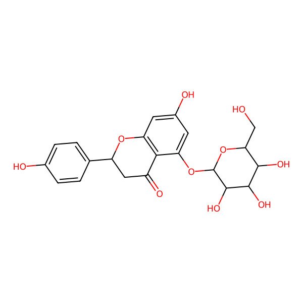 2D Structure of (2R)-7-hydroxy-2-(4-hydroxyphenyl)-5-[(2S,3R,4S,5S,6R)-3,4,5-trihydroxy-6-(hydroxymethyl)oxan-2-yl]oxy-2,3-dihydrochromen-4-one