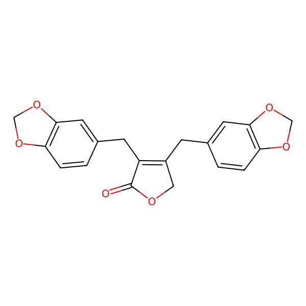 2D Structure of 2(5H)-Furanone, 3,4-bis(1,3-benzodioxol-5-ylmethyl)- 2D Structure of 2(5H)-Furanone, 3,4-bis(1,3-benzodioxol-5-ylmethyl)-