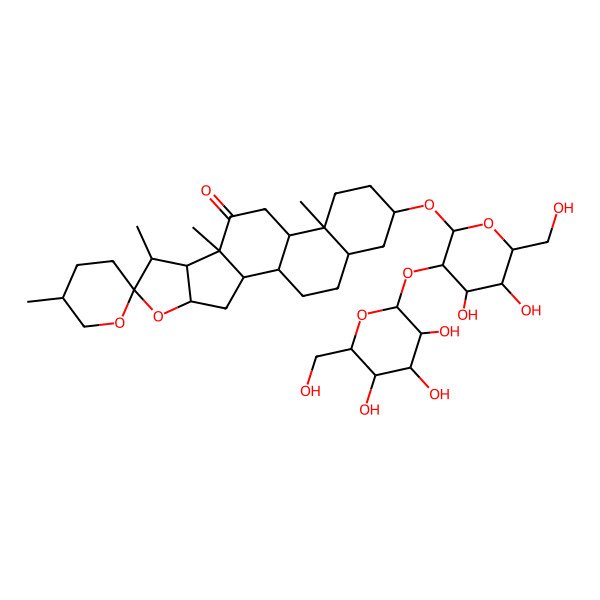 2D Structure of [(25R)-12-Oxo-5beta-spirostane-3beta-yl]2-O-beta-D-glucopyranosyl-beta-D-galactopyranoside